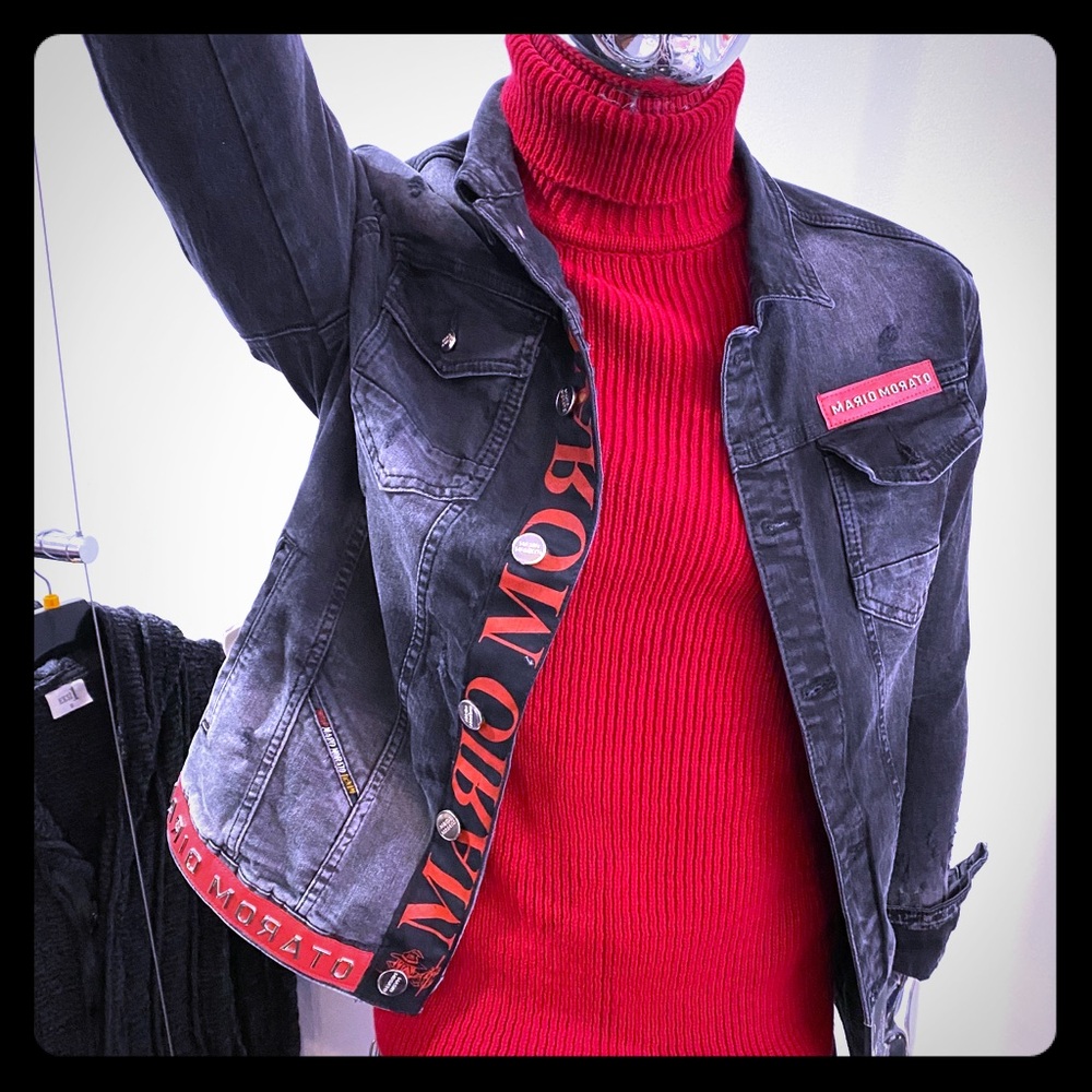 Mario Moraro Black Jean Jacket with Red Highkights